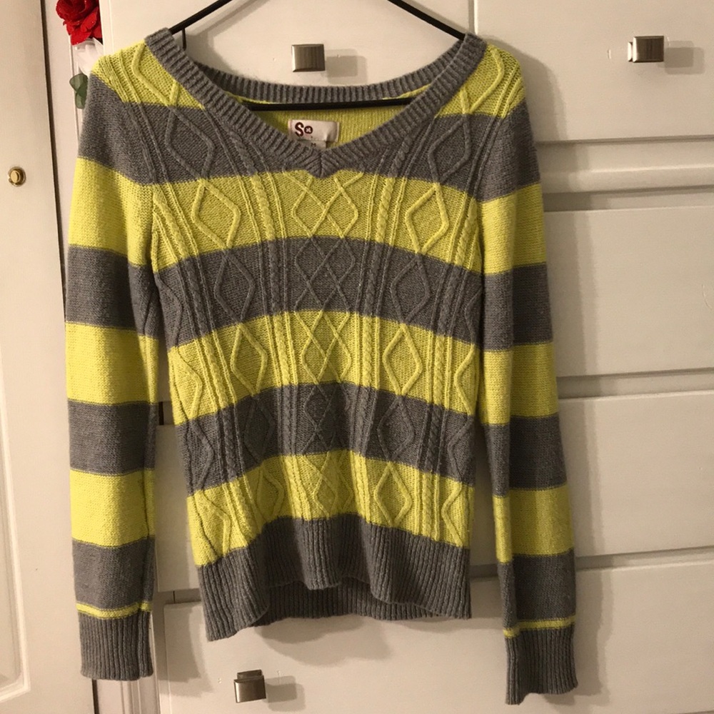 Gray and Yellow Striped Sweater